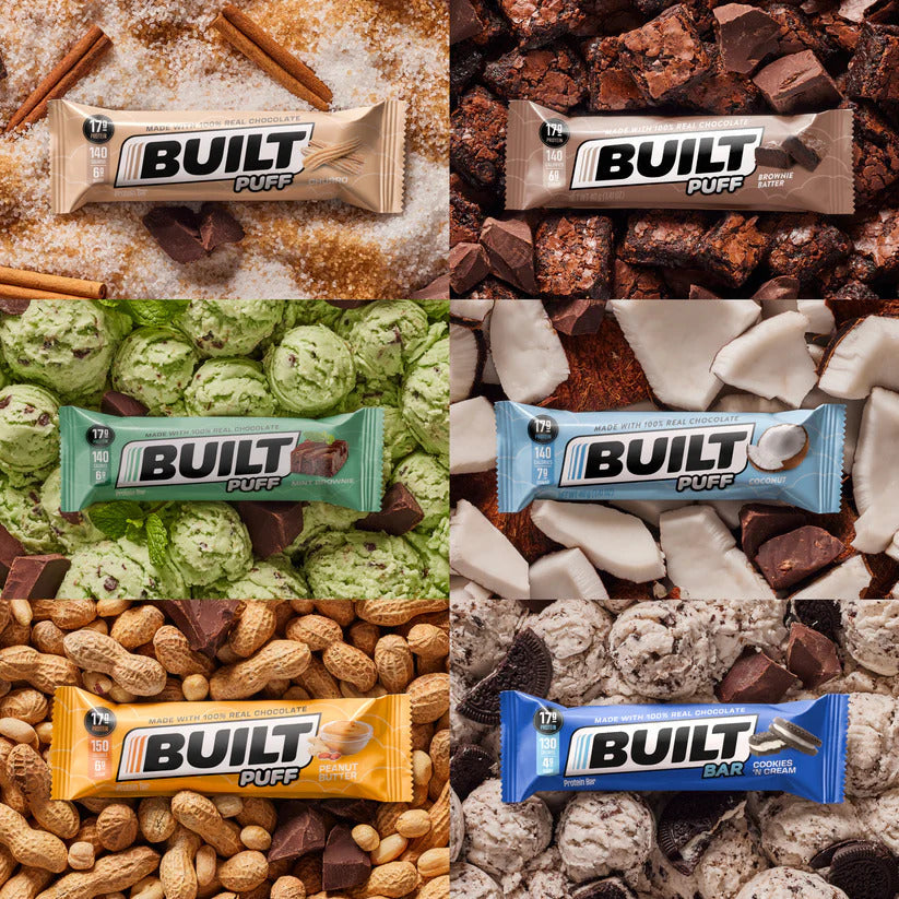 a selection of Built Puff Protein Bars – Built Bar