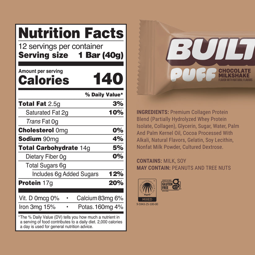 BUILT Chocolate Milkshake Puff 12 Pack photo 3