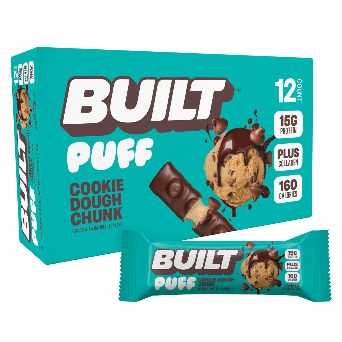 BUILT Cookie Dough Chunk Puff 12 Ct. Box | BUILT