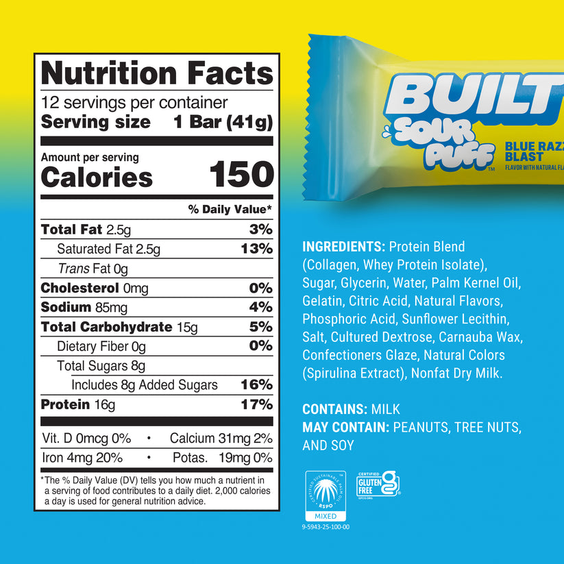 BUILT Blue Razz Blast Sour Puff 12 Pack photo 3