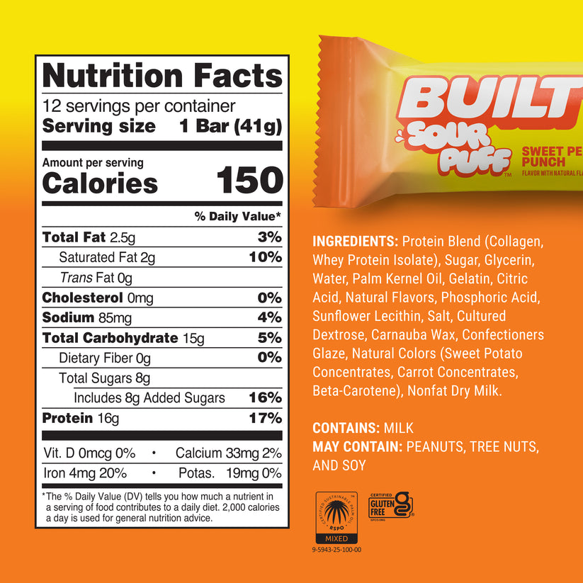 BUILT Sweet Peach Punch Sour Puff 12 Pack photo 3