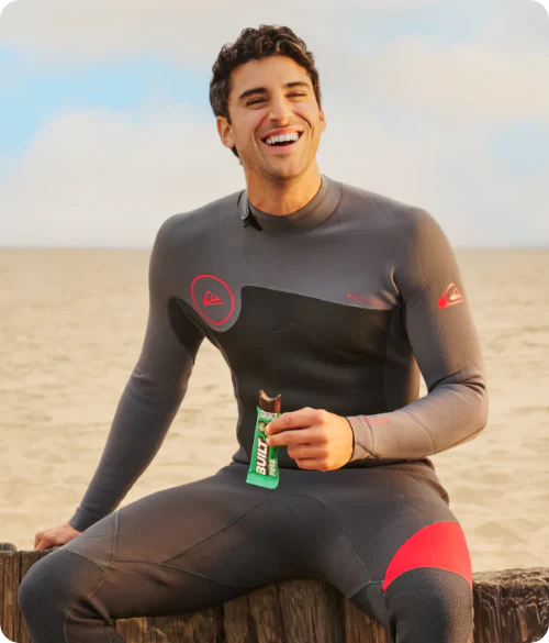 surfer dude eating a BUILT puff